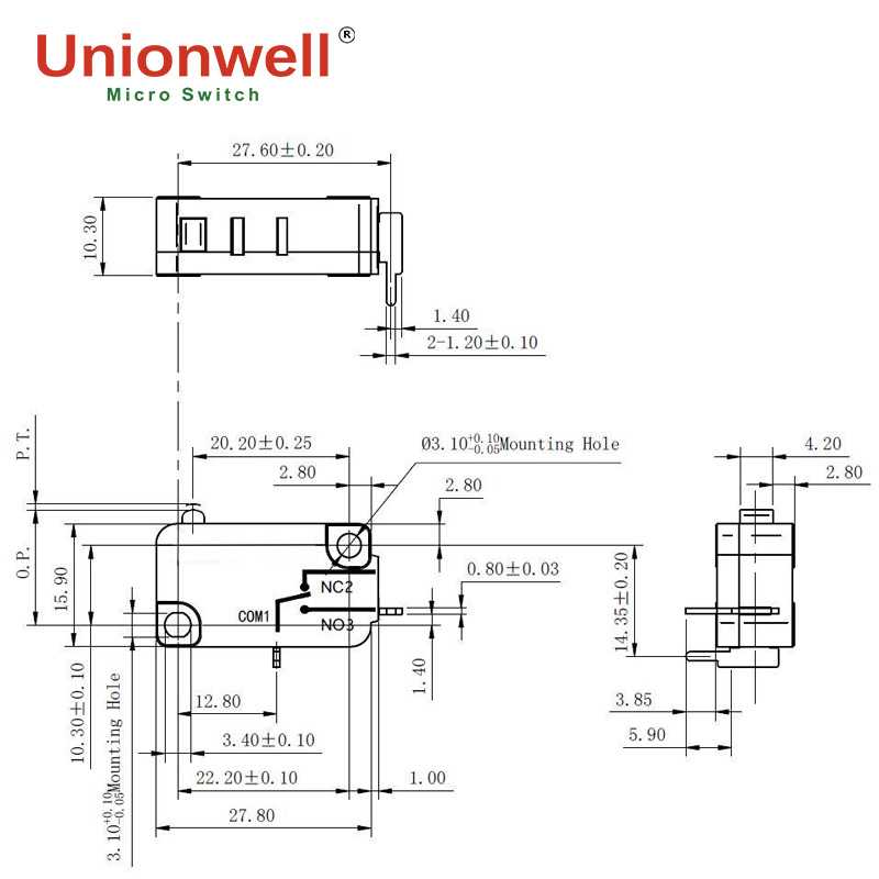 automotive micro switch g303 series drawing